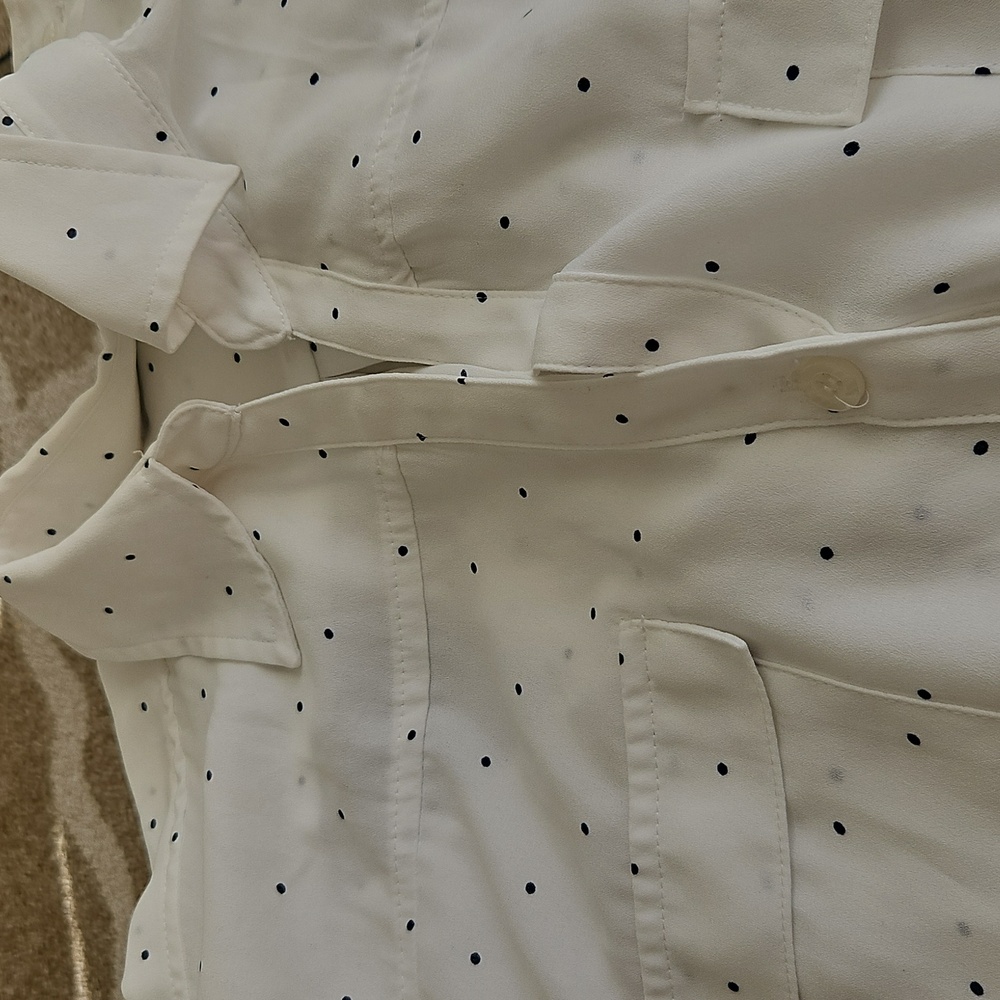 Long sleeve Sheer button down polka dot blouse - Picture 9 of 9